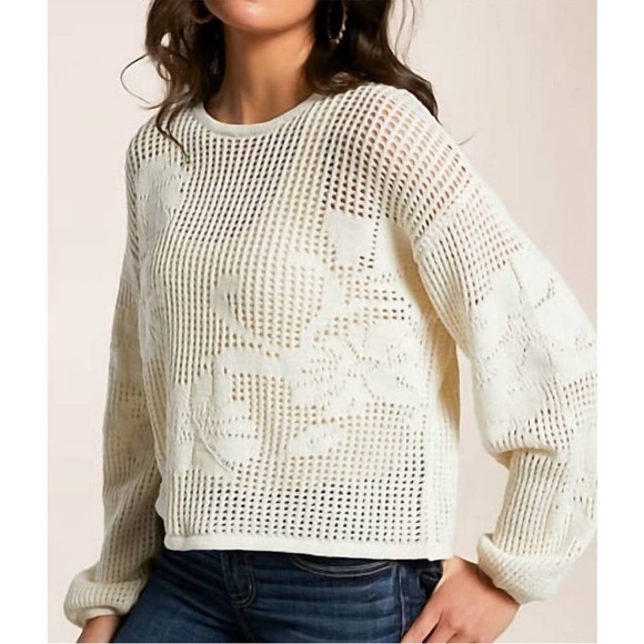 BOGO! Z SUPPLY Yael Open Weave Sweater Sea Salt Cream Medium - Picture 2 of 10